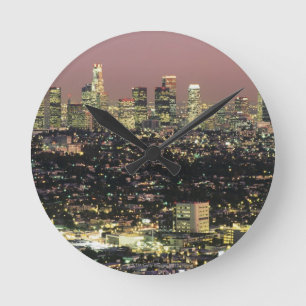 Reloj Redondo Mediano Paisaje urbano de Los Ángeles en la noche