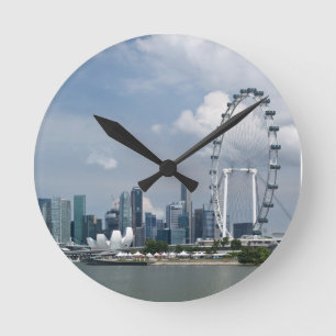 Reloj Redondo Mediano Paisaje urbano de Singapur