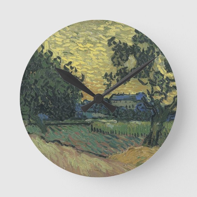 Reloj Redondo Mediano Paisaje Van Gogh en Twilight (Anverso)