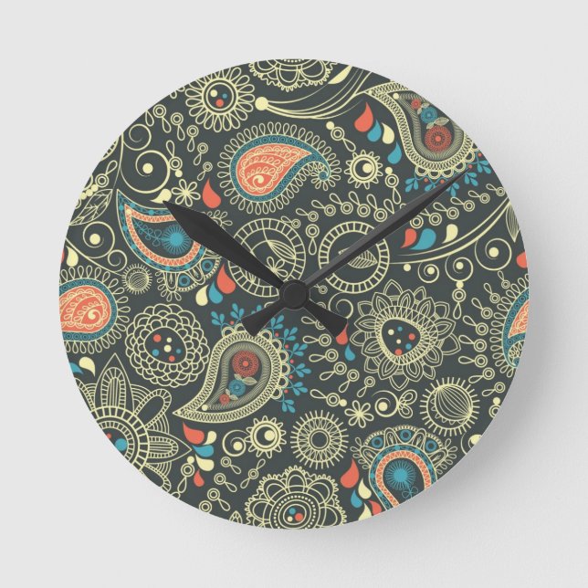 Reloj Redondo Mediano Paisley Pattern 3 (Anverso)