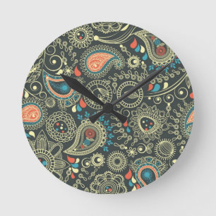 Reloj Redondo Mediano Paisley Pattern 3