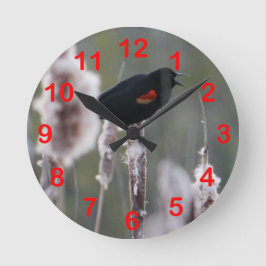 Reloj Redondo Mediano Pajarita de alas rojas (Agelaius phoeniceus)