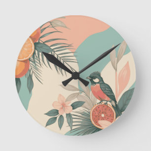 Reloj Redondo Mediano Pájaro bostezante tropical