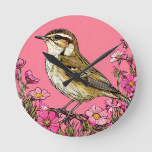 Reloj Redondo Mediano Pájaro carricero común