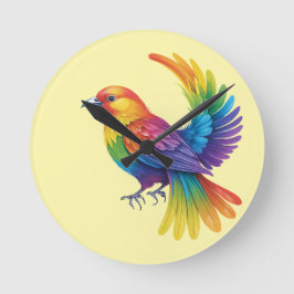 Reloj Redondo Mediano Pájaro colorido