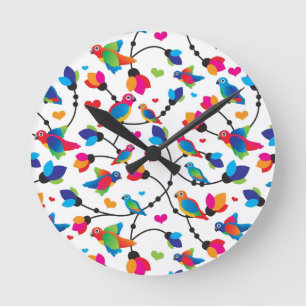 Reloj Redondo Mediano pájaro colorido lindo del loro