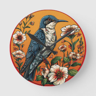 Reloj Redondo Mediano Pájaro cuclillo oriental colorido