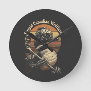 Reloj Redondo Mediano Pájaro Lobo Canadiense Estúpido