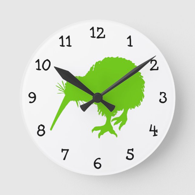 Reloj Redondo Mediano Pájaro verde del kiwi (Anverso)