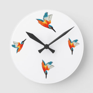 Reloj Redondo Mediano Pájaros volando pescadores