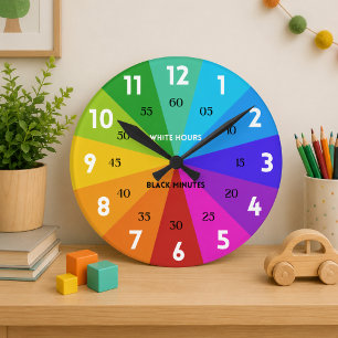 Reloj Redondo Mediano Paleta de colores atrevidos arcoíris Aprende a dec