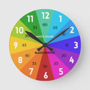 Reloj Redondo Mediano Paleta de colores negrita del arcoiris aprende a c