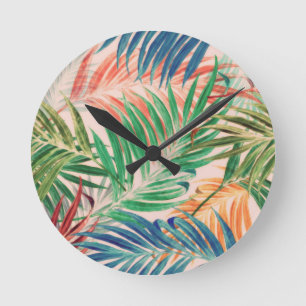 Reloj Redondo Mediano Palm Leaves in color