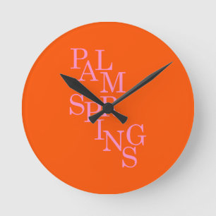Reloj Redondo Mediano Palm Springs Naranja Y Rosa