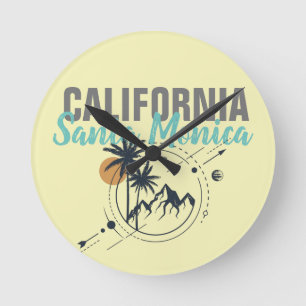 Reloj Redondo Mediano Palmeras Geométricas de Santa Mónica California