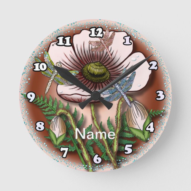 Reloj Redondo Mediano Palo mariposa Poppy (Anverso)