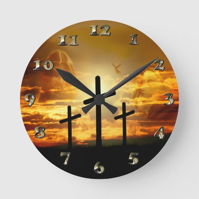 Reloj Redondo Mediano Paloma bendecida Jesucristo Calvery del Virgen (Anverso)