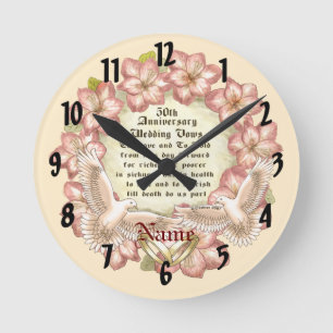 Reloj Redondo Mediano Palomas del 50º Aniversario 