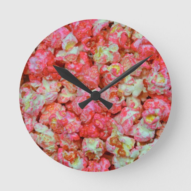 Reloj Redondo Mediano Palomitas de maíz rosadas (Anverso)