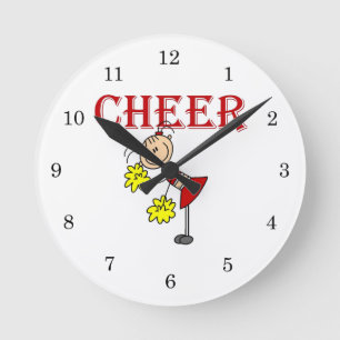 Reloj Redondo Mediano Palos de Porrista Figuras de Porristas Camisetas y