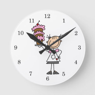 Reloj Redondo Mediano Panadera de figuras de palitos femenina