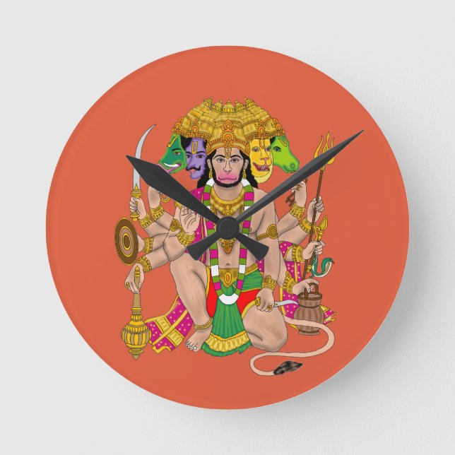 Reloj Redondo Mediano Panchmukhi Hanuman Wall Clock  (Anverso)