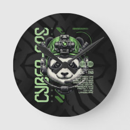Reloj Redondo Mediano Panda Cyborg Ops – Futuristic Cybernetic Panda 