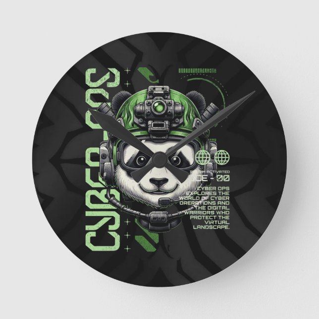 Reloj Redondo Mediano Panda Cyborg Ops – Futuristic Cybernetic Panda  (Anverso)