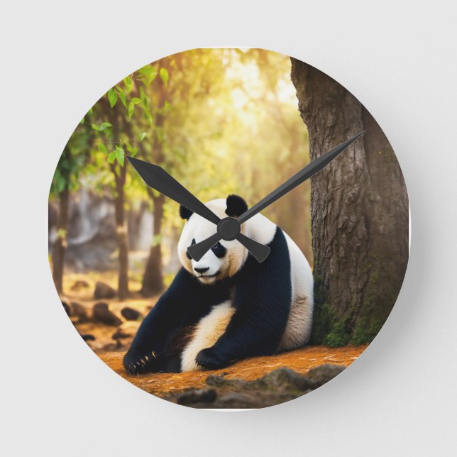 Reloj Redondo Mediano Panda in Thought – Peaceful Tree-Side Reflection T (Anverso)