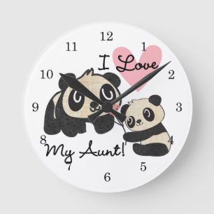 Reloj Redondo Mediano Pandas que amo a mi tía