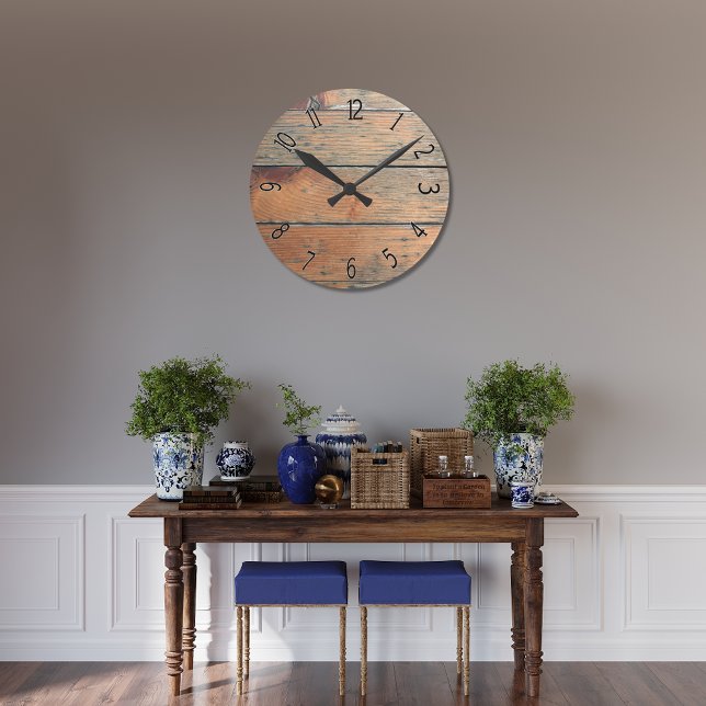 Reloj Redondo Mediano Paneles Faux Brown de madera (Subido por el creador)