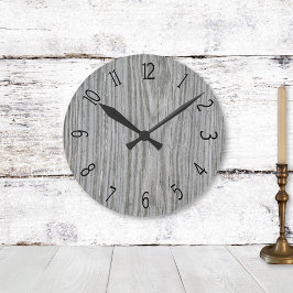 Reloj Redondo Mediano Paneles Faux Gray Wood