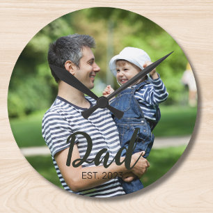 Reloj Redondo Mediano Papá Estableció Foto De Escritura Moderna