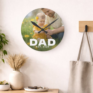 Reloj Redondo Mediano Papá Estableció Negrita Blanco Moderno Foto