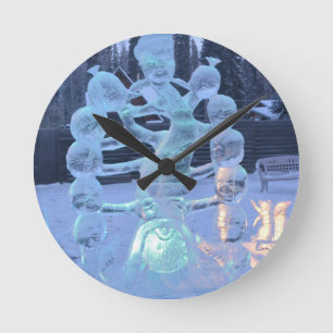 Reloj Redondo Mediano Papá Noel Caras Divertidas Navidad Fiesta