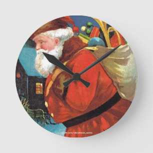 RELOJ REDONDO MEDIANO PAPÁ NOEL CON EL SACO LLENO DE REGALOS