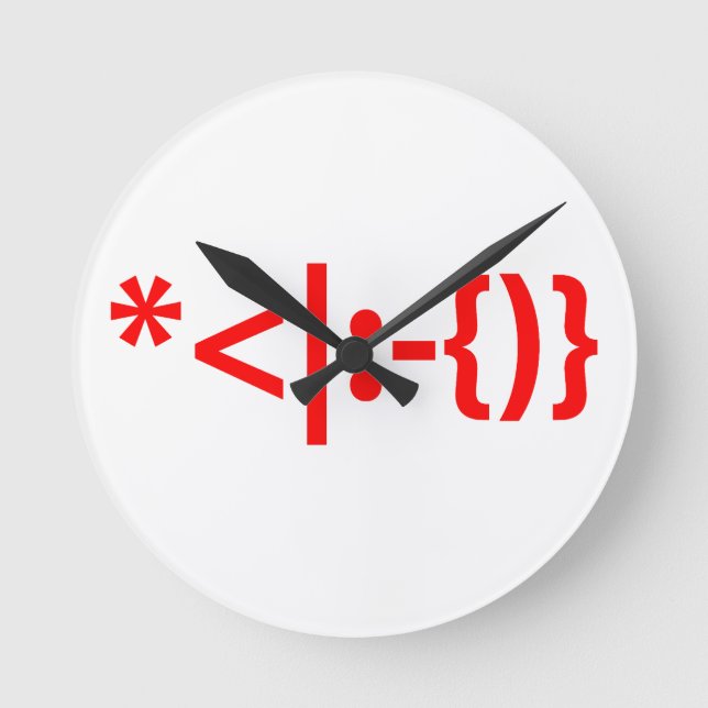 Reloj Redondo Mediano Papá Noel con emoticonos de Navidades barba (Anverso)