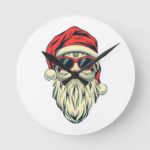 Reloj Redondo Mediano Papá Noel con gafas