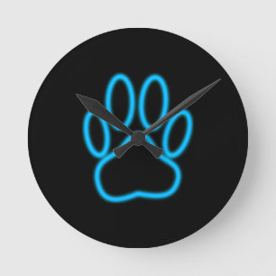 Reloj Redondo Mediano Papel azul neón