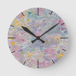 Reloj Redondo Mediano Papel Casero con Acentos de Pulpa Colorida