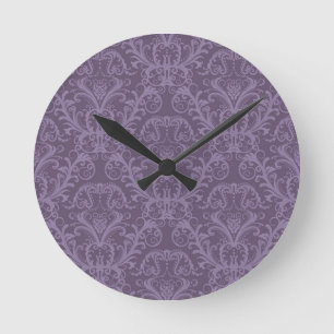 Reloj Redondo Mediano Papel de fondo morado de lujo