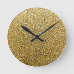 Reloj Redondo Mediano Papel del purpurinoso del oro