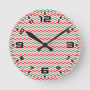 Reloj Redondo Mediano Papel digital de verano de la sandía Zigzag