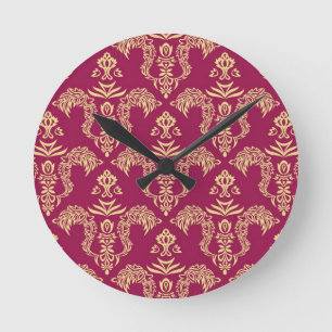 Reloj Redondo Mediano Papel pintado 4 del damasco