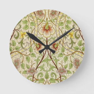 Reloj Redondo Mediano Papel pintado de flores clásico Narciso de William