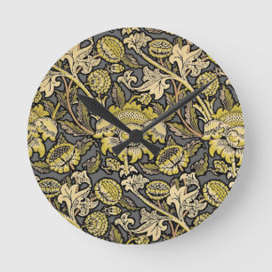 Reloj Redondo Mediano Papel pintado floral de artes y oficios William Mo