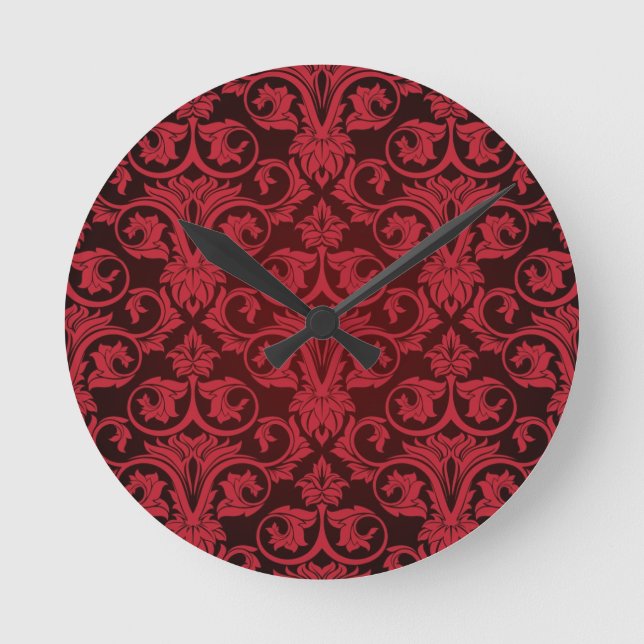 Reloj Redondo Mediano Papel pintado rojo 2 (Anverso)