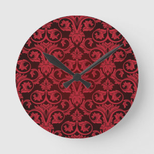 Reloj Redondo Mediano Papel pintado rojo 2