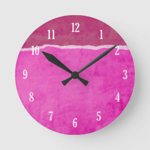 Reloj Redondo Mediano Papel rosa sucio arrancado