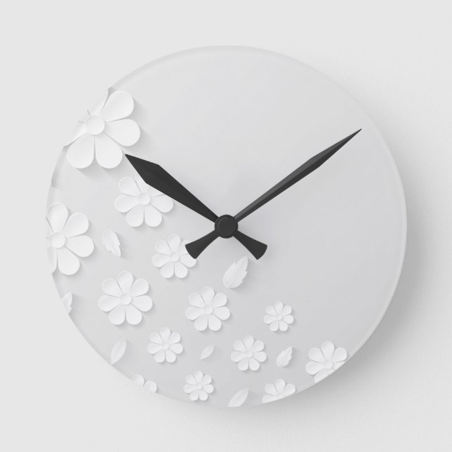Reloj Redondo Mediano paper-flower-background-white (Anverso)